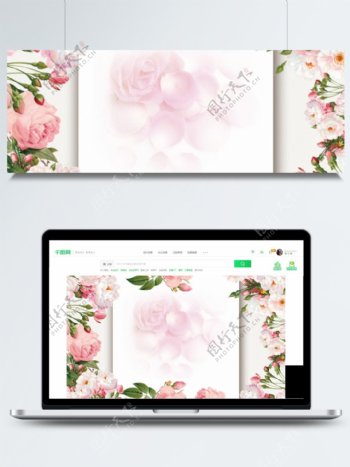 浪漫婚礼玫瑰花植物花卉边框背景