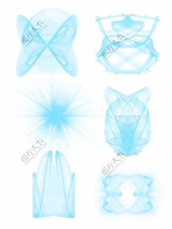 蓝色科技光效灯光光影元素图案透明素材
