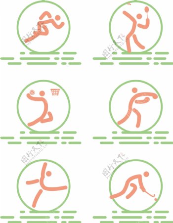 小人图标体育运动手绘失量可商用插图