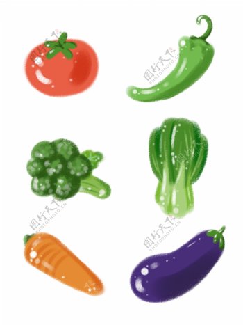 手绘彩色可爱蔬菜图