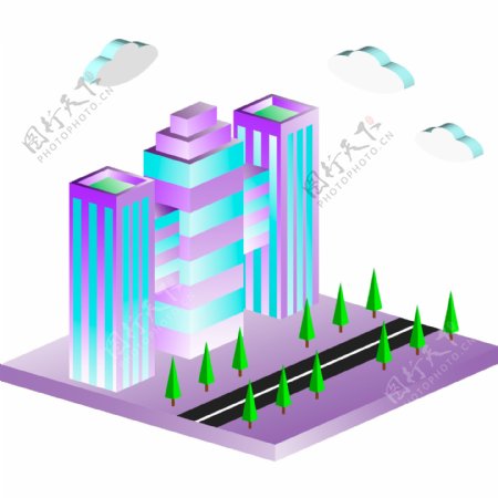 2.5D线性城市建筑可商用元素