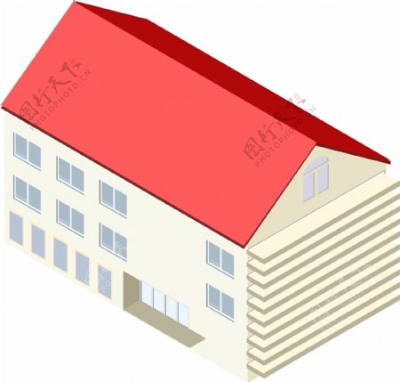 2.5Dl红色线性建筑简单AI素材