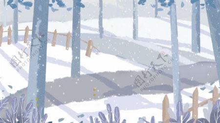 浪漫冬季雪山雪景背景设计