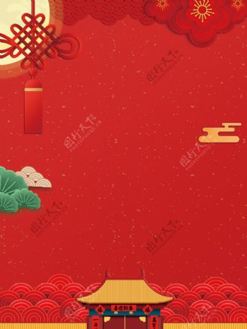 红色中国结春节背景设计