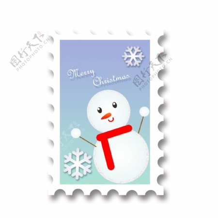 圣诞圣诞节雪人可爱邮票小贴纸元素