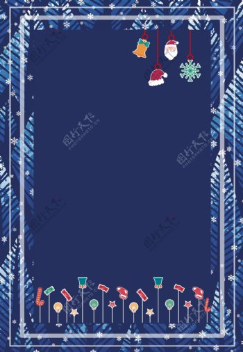 蓝色圣诞节边框背景设计