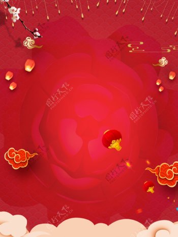 红色传统中国年猪年背景设计