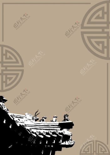 古风中国风房檐展板背景