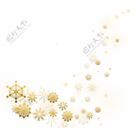 唯美金色飘浮雪花圣诞节春节冬季装饰图案