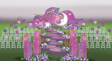 紫色梦幻草坪婚礼效果图