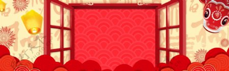红色喜庆传统节日中国年banner背景