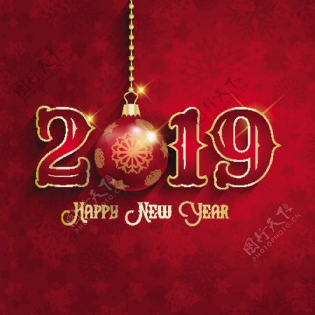 2019红色新年快乐的背景
