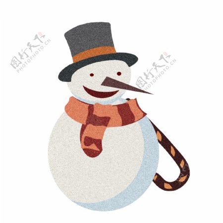 手绘冬季绅士雪人设计