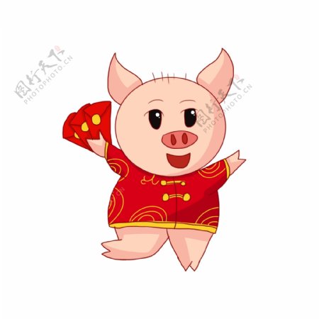 猪猪送红包彩绘设计
