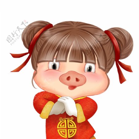 中国风拜年猪猪女孩