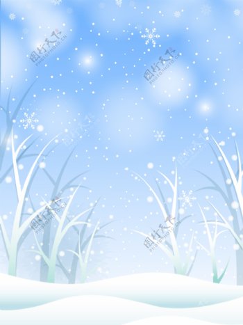 冬季浪漫温馨雪景背景