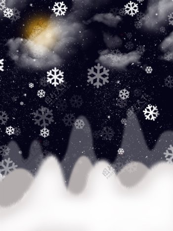 原创冬季浪漫夜色雪景