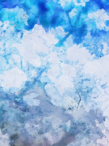 全原创手绘创意水彩蓝色宣纸水溶背景
