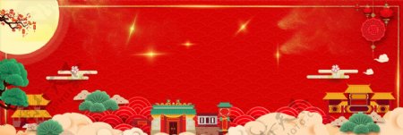 几何新春元旦传统节日banner背景