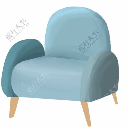 蓝色极简风沙发手绘设计