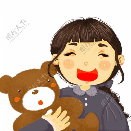国际儿童日抱着小熊的女孩