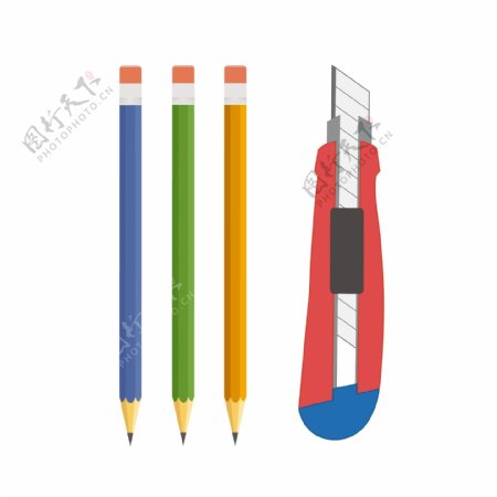 学生文具铅笔削笔刀装饰矢量素材