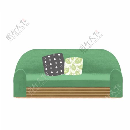 手绘绿色沙发元素设计