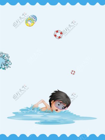夏季清凉游泳少年广告