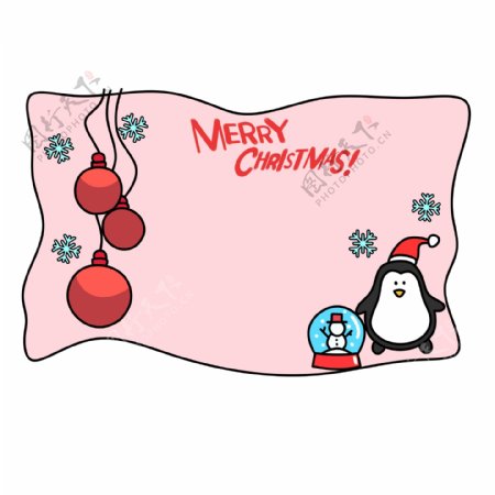 圣诞节企鹅边框插画