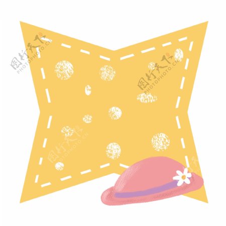 手绘粉色的帽子边框