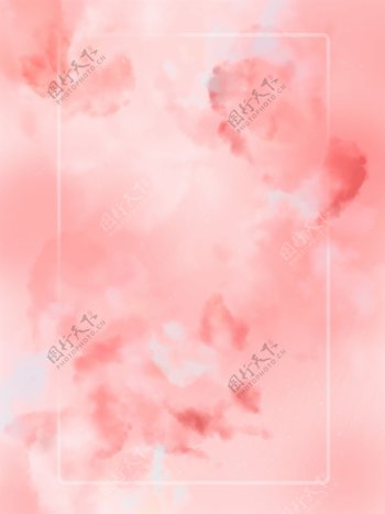 原创简单小清新粉色水彩云彩质感背景