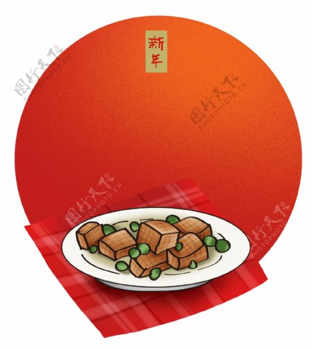 中国农历新年传统美食文字框