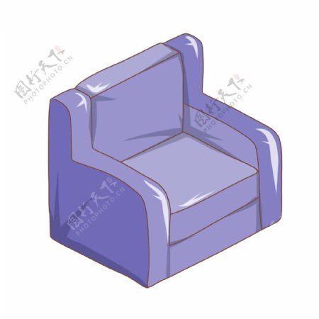 紫色的沙发手绘插画