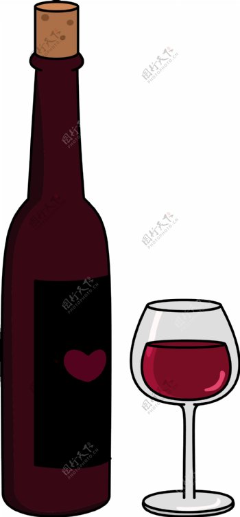 情人节红色的红酒插画