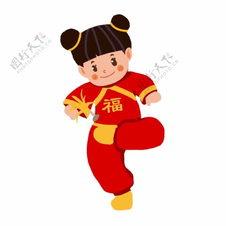 春节红色踢毽卡通形象