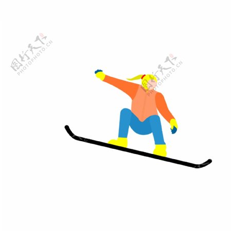 扁平简约滑雪的男人可商用