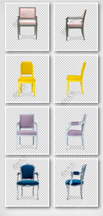 清新明亮纯色椅子实物元素