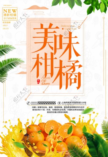 时尚大气柑橘商场促销海报
