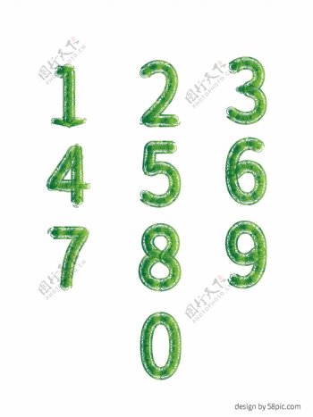 阿拉伯数字绿色藤曼渐变字体