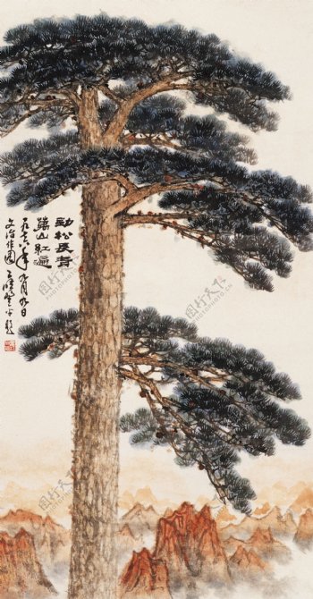 中式传统松树装饰画图案