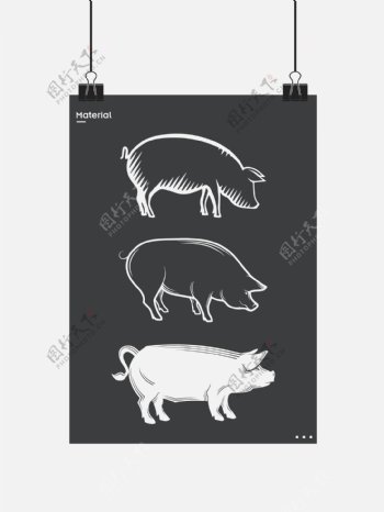 2019年猪卡通图标矢量标志