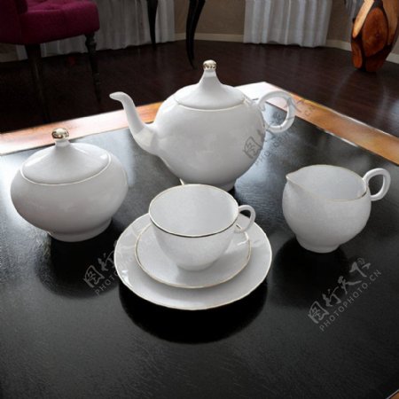 现代白色茶具模型下载