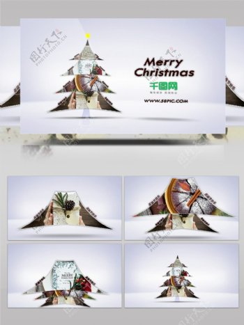 用图片组成的圣诞树样子AE模板