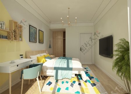 现代卧室三维模型图
