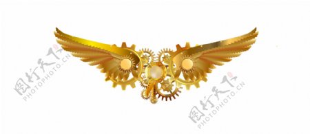 翅膀金色金属机械3d模型