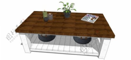 木纹客厅茶几模型效果图