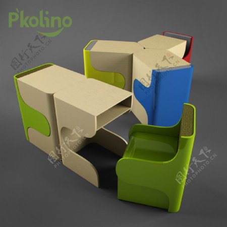 儿童塑料组合桌椅模型