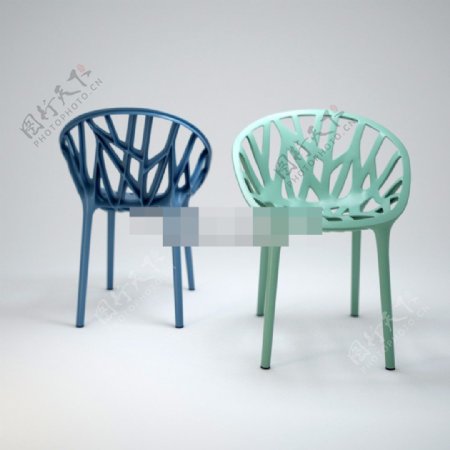 新型现代塑料椅组合模型