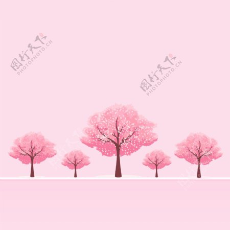 粉红色的樱桃树矢量背景