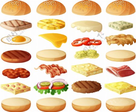 汉堡食物图标矢量素材